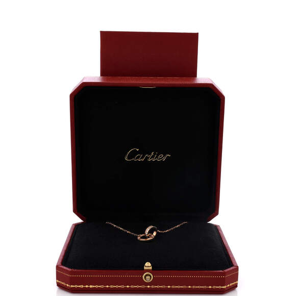 Cartier Love Interlocking Pave Necklace 18K Rose Gold and  Cartier Love Interlocking Pave Necklace 18K Rose Gold and Diamonds